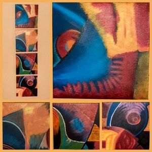 SM PALMER 2004 Abstract Acrylic Painting Set of 4